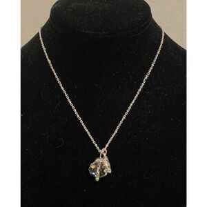 NIB Vtg Avon NRQ Necklace Silver Tone Clear Crystal Bead & Charm 22 inch Pendant